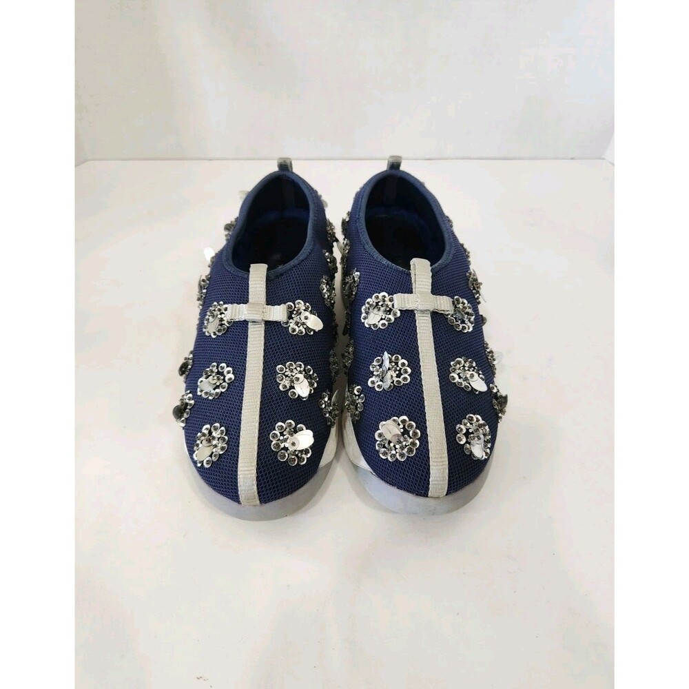 Dior Navy Blue Mesh Fusion Embellished Slip On Sneakers Size 38 With Box - Picture 2 of 10